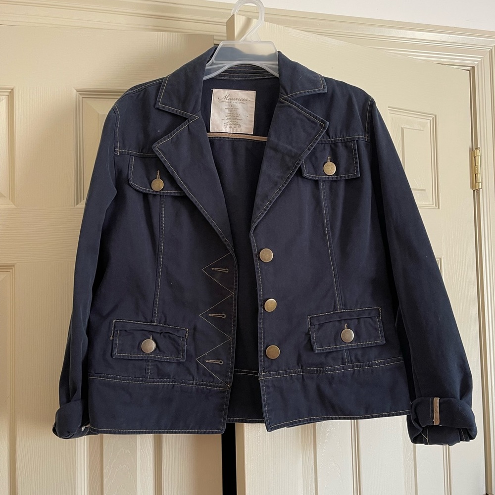 Maurice’s navy jacket. Sz xl but fitted so fits more like L. Never worn